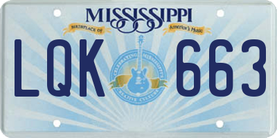 MS license plate LQK663