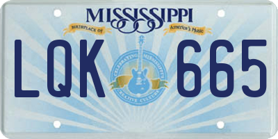 MS license plate LQK665