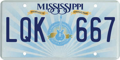 MS license plate LQK667