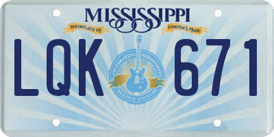 MS license plate LQK671