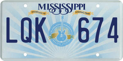 MS license plate LQK674