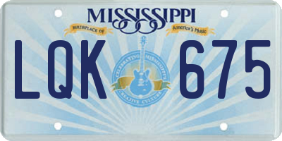 MS license plate LQK675