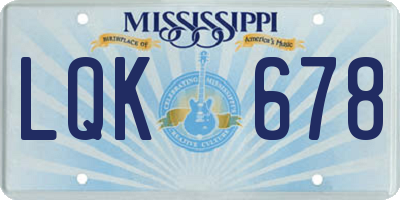 MS license plate LQK678