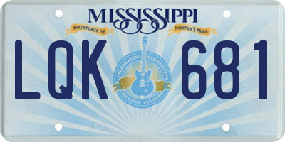 MS license plate LQK681