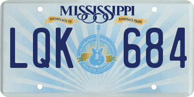 MS license plate LQK684