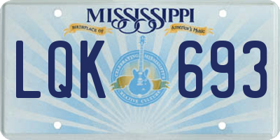 MS license plate LQK693