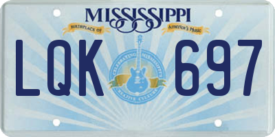MS license plate LQK697
