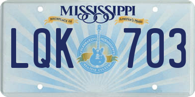 MS license plate LQK703