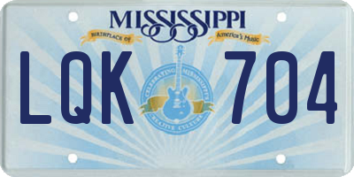 MS license plate LQK704
