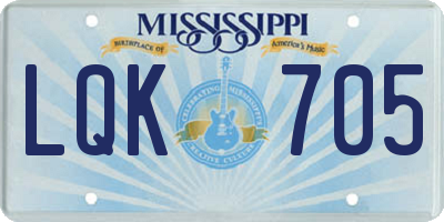 MS license plate LQK705