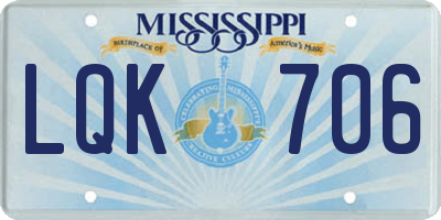 MS license plate LQK706