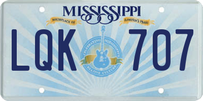 MS license plate LQK707
