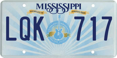 MS license plate LQK717