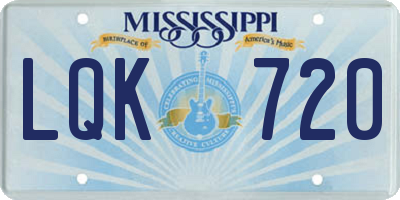 MS license plate LQK720