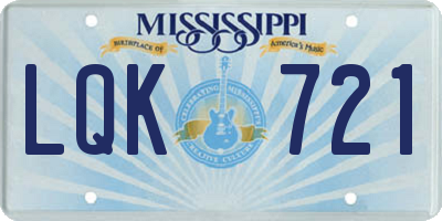 MS license plate LQK721