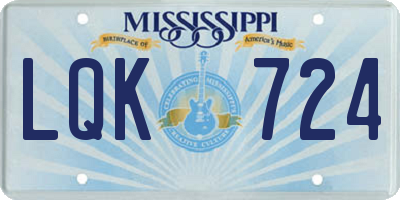 MS license plate LQK724
