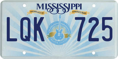 MS license plate LQK725
