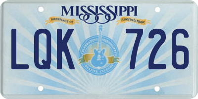 MS license plate LQK726