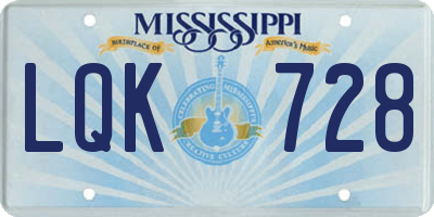 MS license plate LQK728