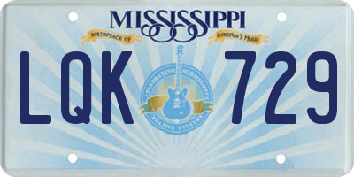 MS license plate LQK729
