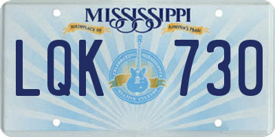 MS license plate LQK730