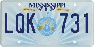MS license plate LQK731