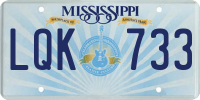 MS license plate LQK733