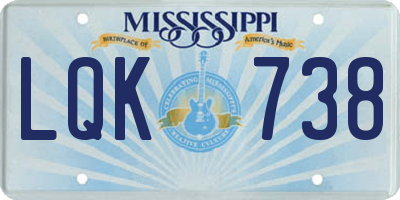 MS license plate LQK738