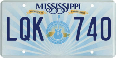 MS license plate LQK740