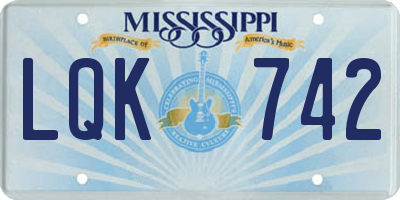 MS license plate LQK742
