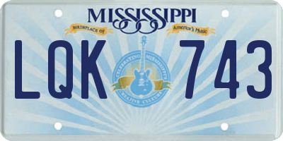 MS license plate LQK743