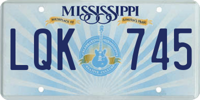 MS license plate LQK745