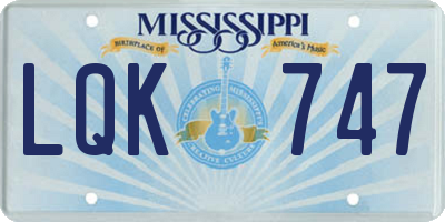 MS license plate LQK747
