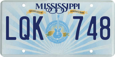 MS license plate LQK748