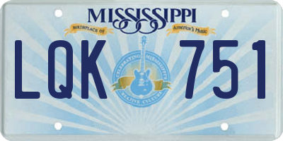 MS license plate LQK751
