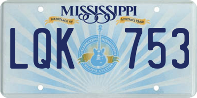 MS license plate LQK753