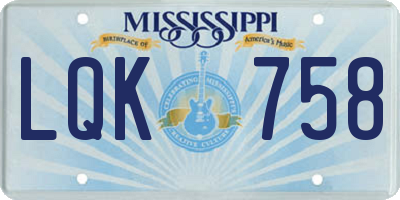MS license plate LQK758