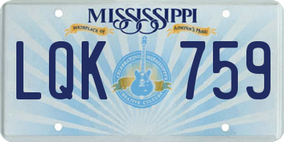 MS license plate LQK759