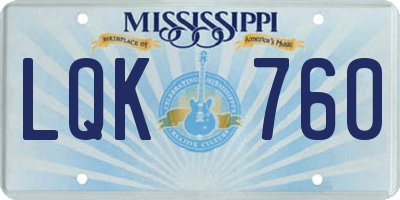 MS license plate LQK760