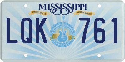 MS license plate LQK761