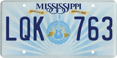 MS license plate LQK763