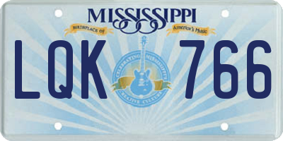 MS license plate LQK766