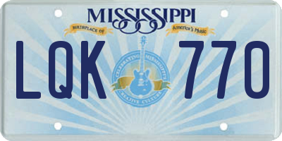 MS license plate LQK770