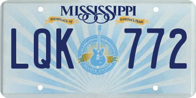 MS license plate LQK772