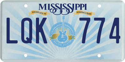MS license plate LQK774