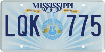 MS license plate LQK775