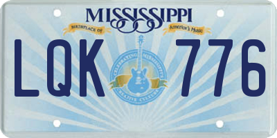 MS license plate LQK776