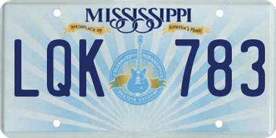 MS license plate LQK783