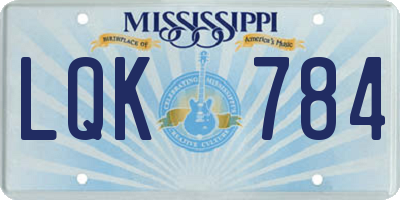 MS license plate LQK784