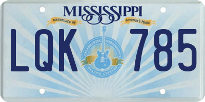MS license plate LQK785